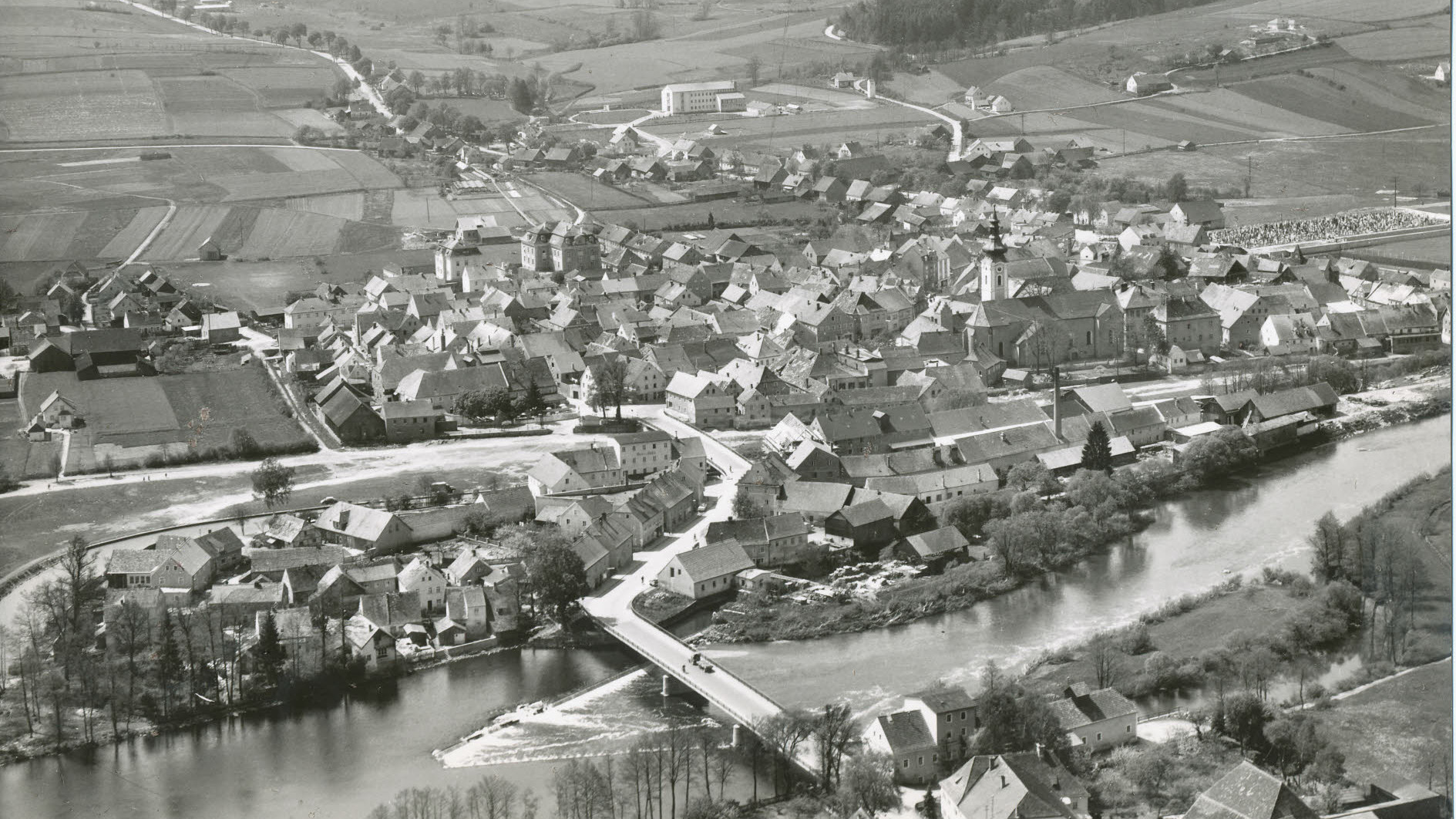 Nittenau 1956 (Blick von Norden Richtung Süden)